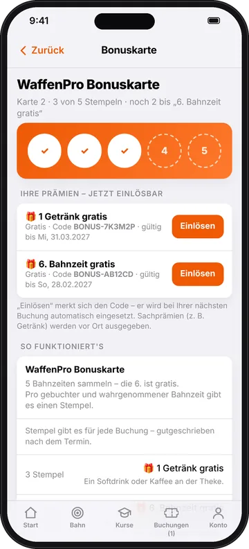 WaffenPro Booking – Bonuskarte