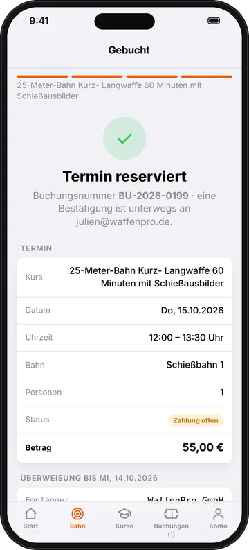 WaffenPro Booking – Gebucht