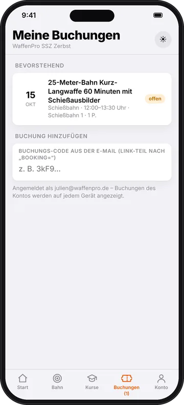 WaffenPro Booking – Meine Buchungen